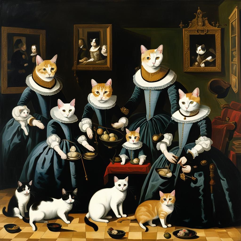 Cats Recreate 'Las Meninas' Painting