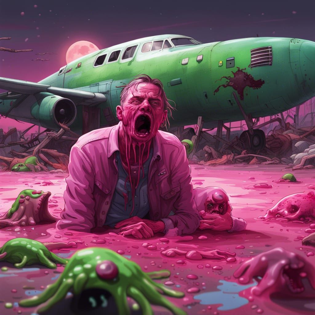 Apocalyptic Slime Scene with Crying Girl