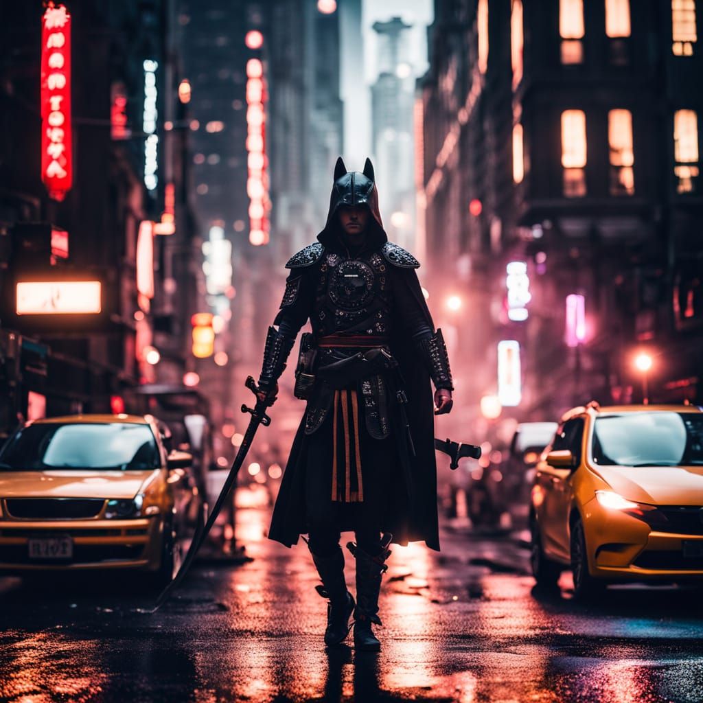 Young Adventurer in Nighttime Metropolis