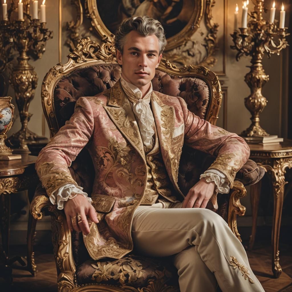 Elegant Aristocrat in Chippendale Armchair