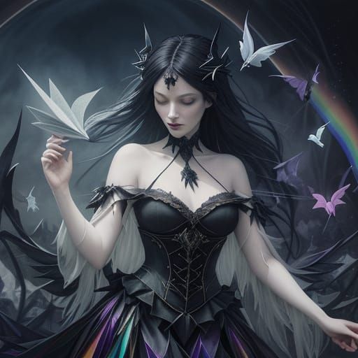 Stained Glass Cranes: A Dark Fantasy Dreamscape