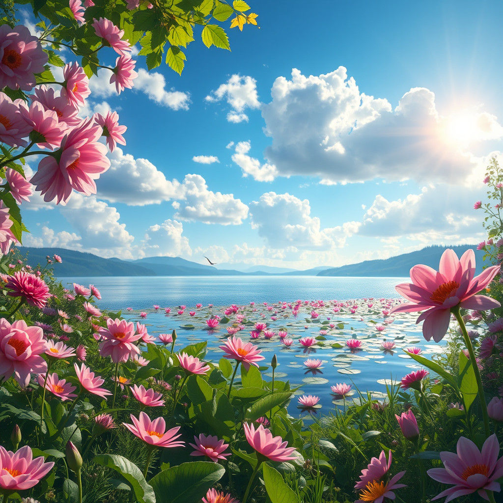 Whimsical May Morning Scenery with Lush Greenery