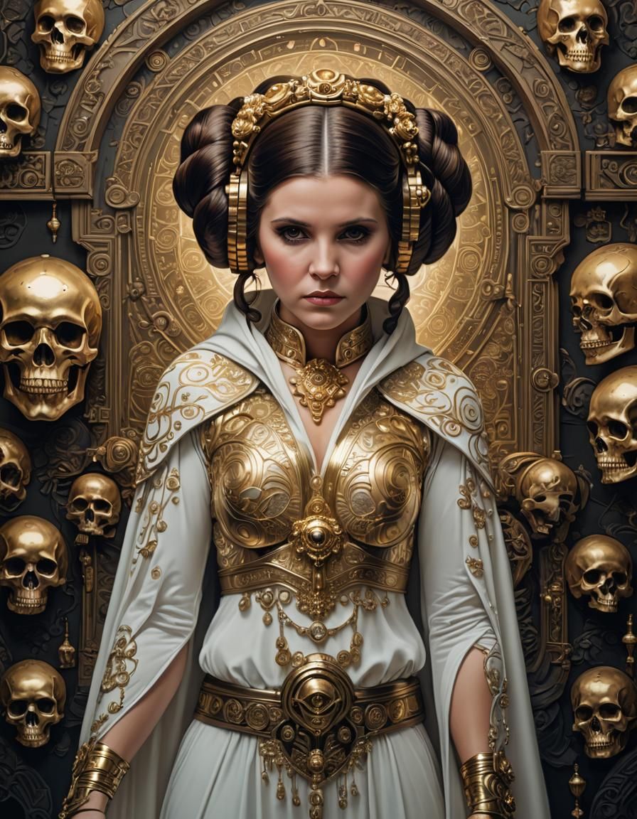 Princess Leia Portrait with Skulls in HDR
