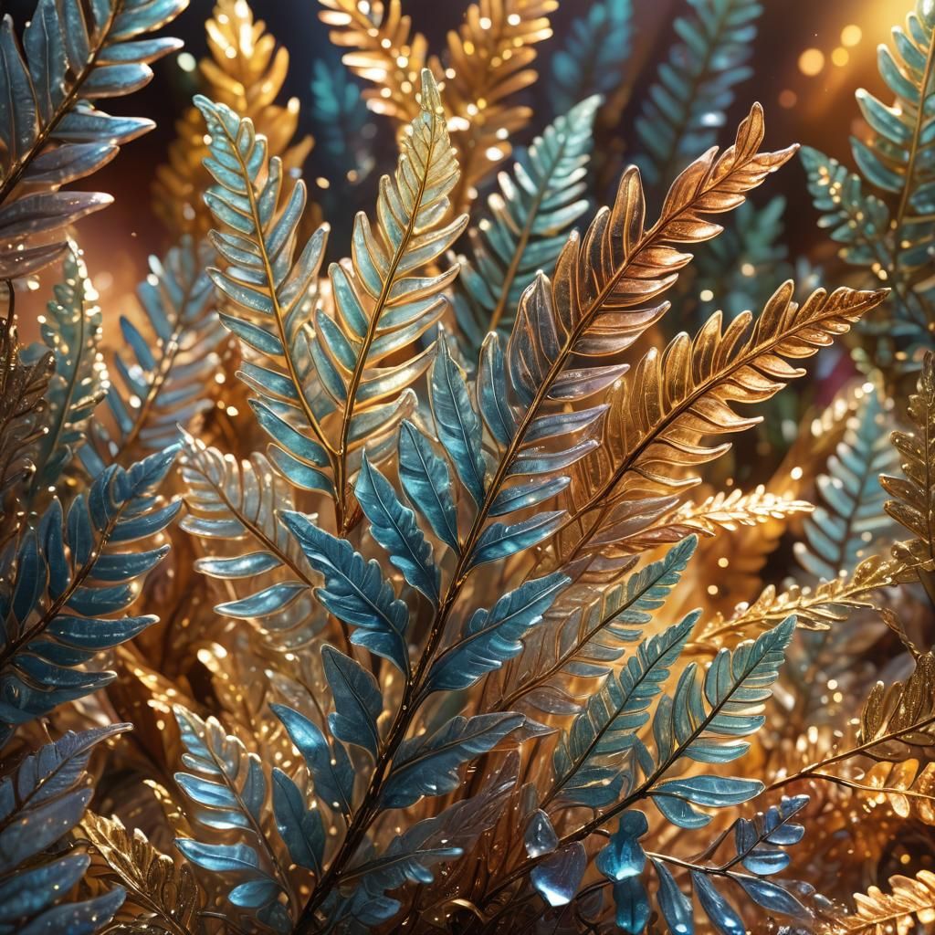 Glowing Ice Glass Fern in Hyperrealistic Concept Art