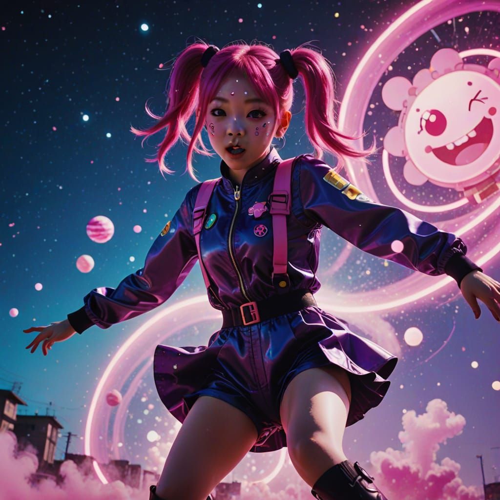 Vibrant Pop Star Leaps into Dreamy Nebula