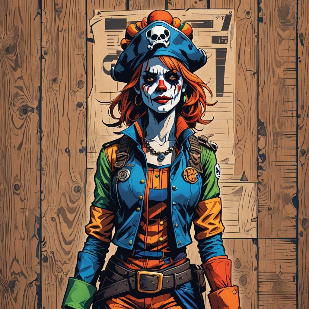 Space Pirate Clown in Comic Book Art Style
