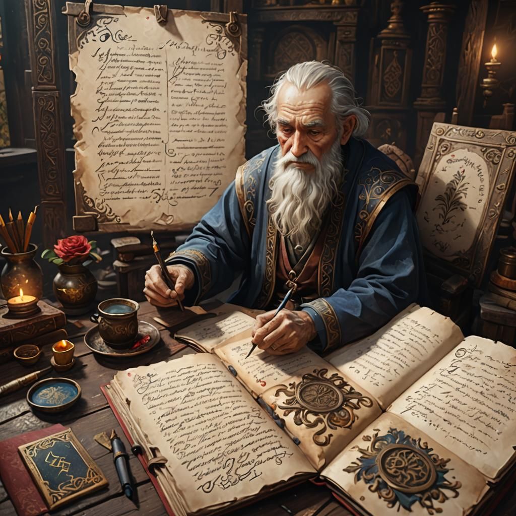 Ancient Memory Diary as Detailed Oil Painting