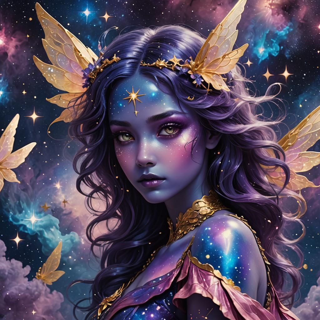 Ethereal Nebula Fairy in Dark Fantasy Style
