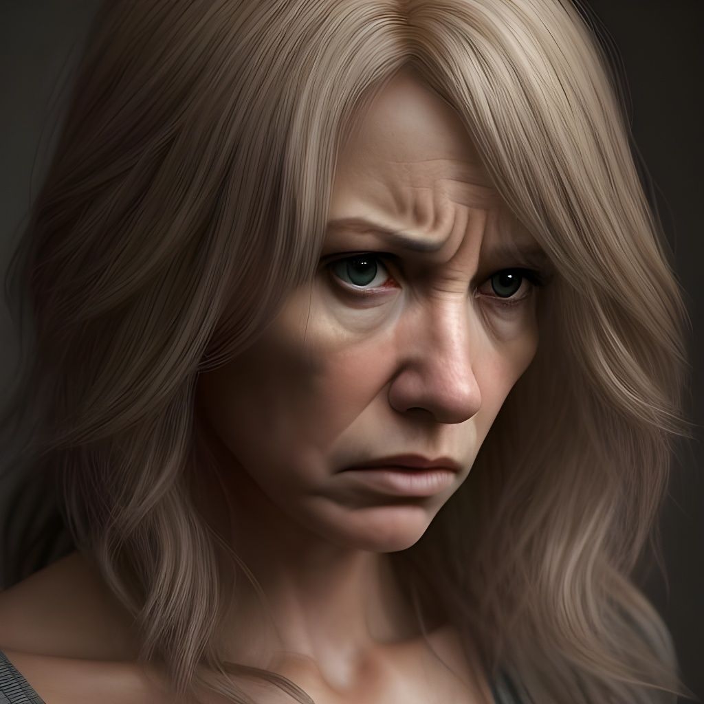 A distressed, despondent, sulking, woman By Quentin Massey, insane detailed photorealistic