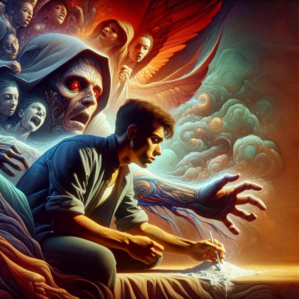 Fantasy Art: Man's Struggle Against Addiction