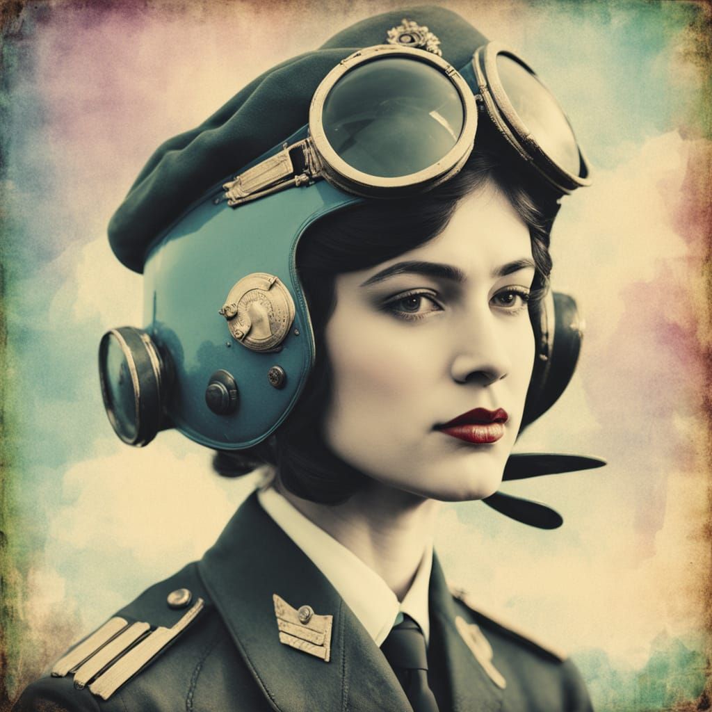 Avant-Garde Pilot Portrait in Glitchcore Style