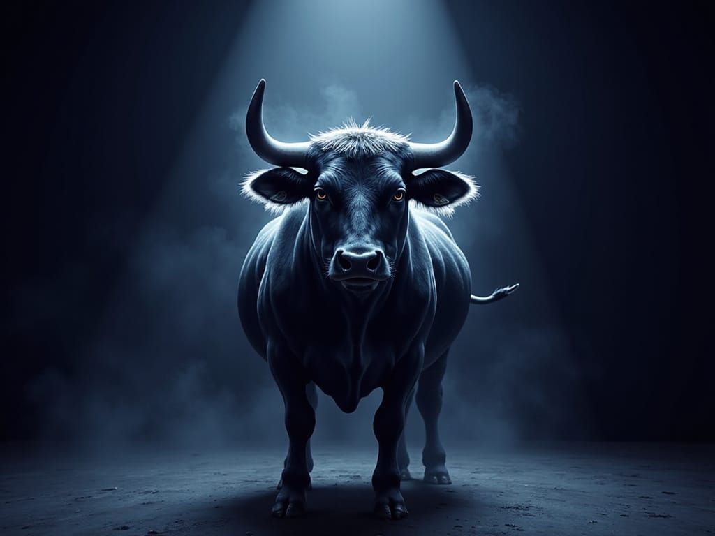 Glowing Bull in Modern Line Icon Style