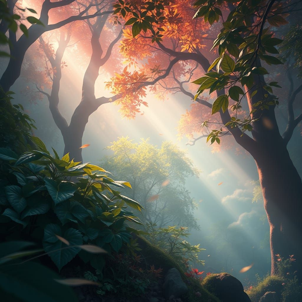 Mystical Forest Whispers in Surreal Dreamscape