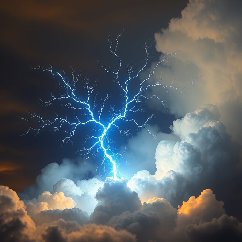 Electric Blue Fractal Lightning Sprite Illuminates Futuristi...