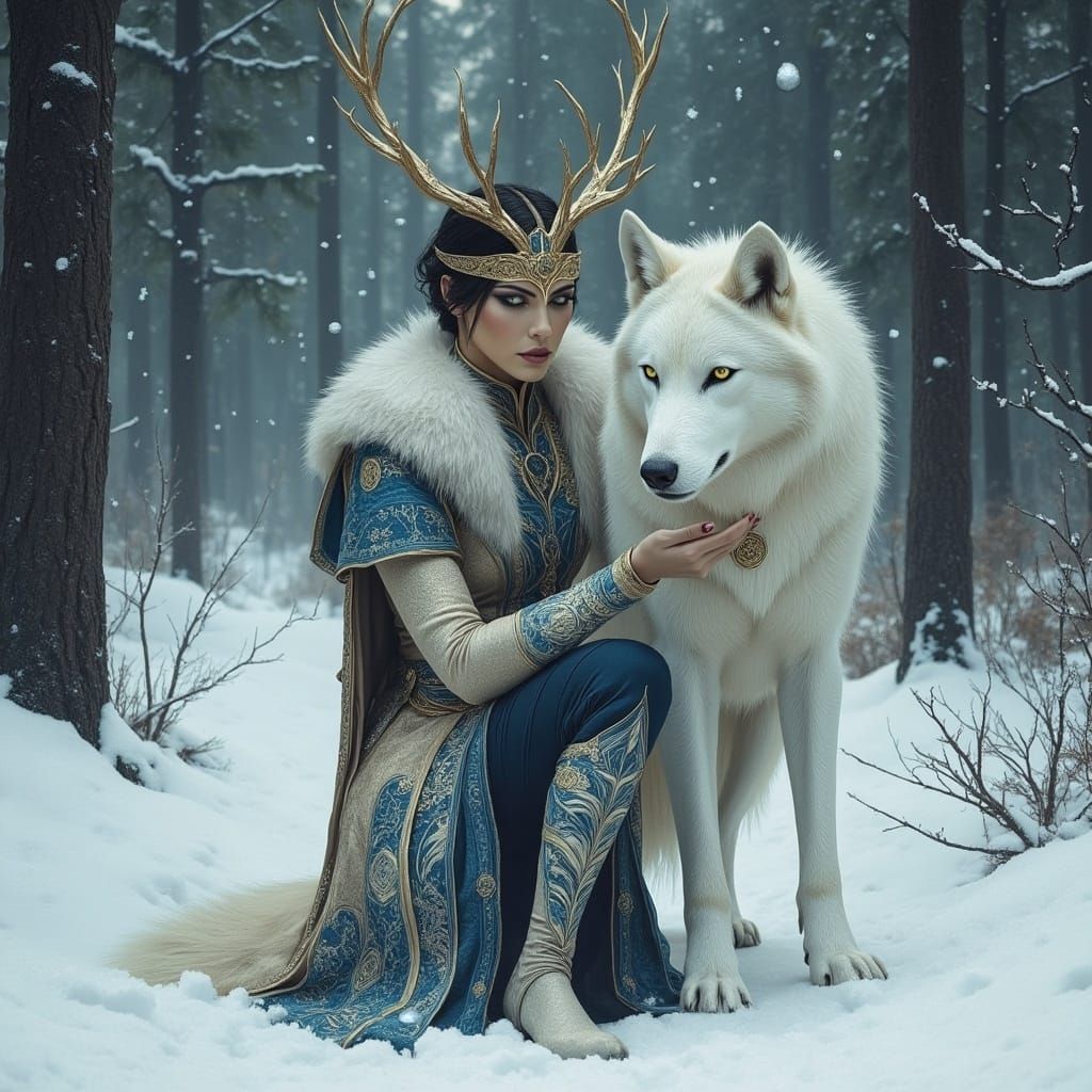 Serene Winter Guardian in Harmony with Nature