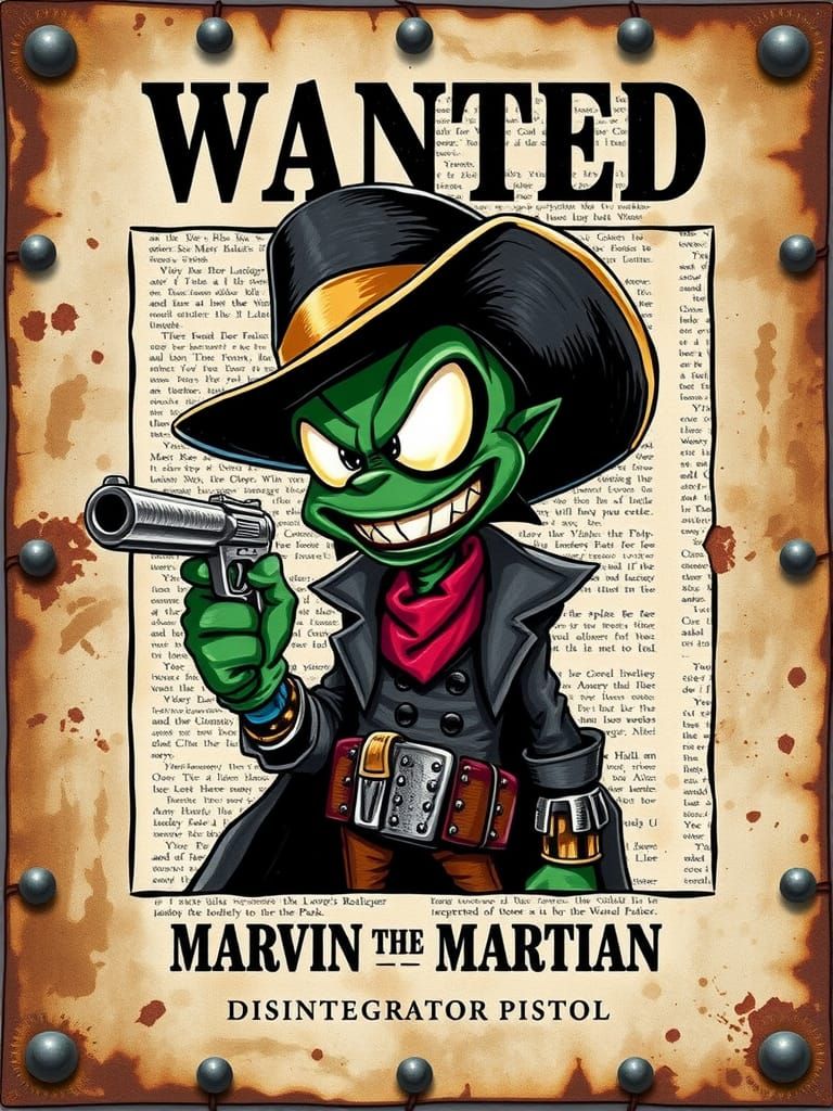 Marvin the Martian Wanted Poster in Old West Style