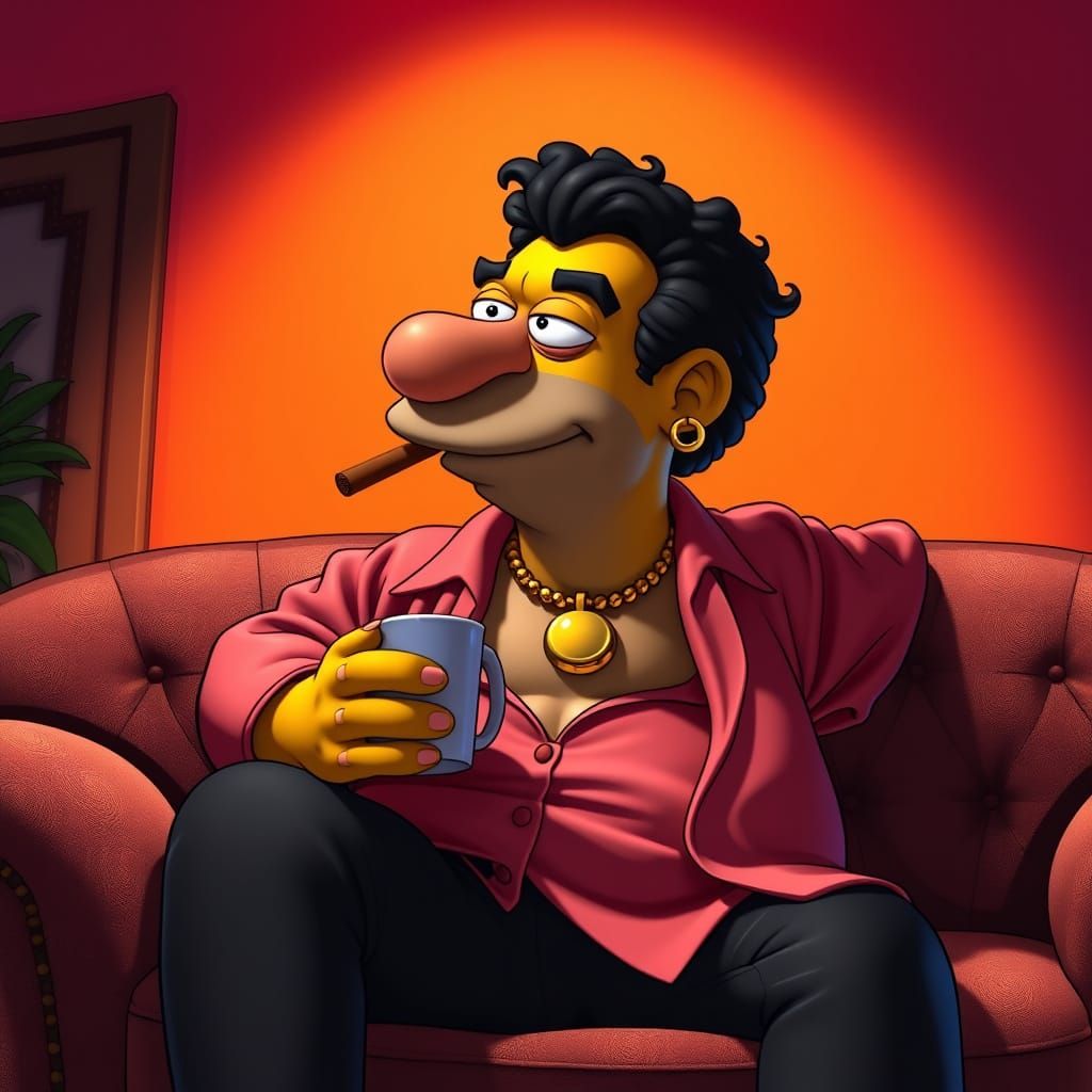 Classic Italian Mafia Character in Simpsons Style