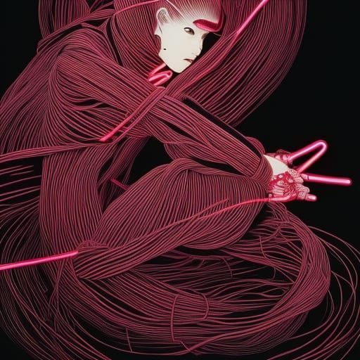 Shibari Rope Bunny in Cherry Red Neon