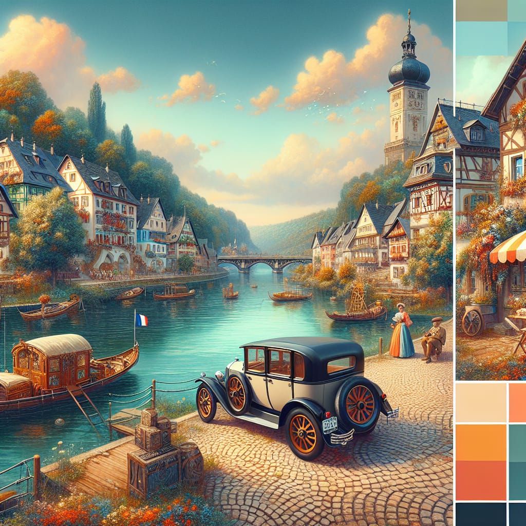 Rhine River Cultural Fusion in 8K Matte Painting