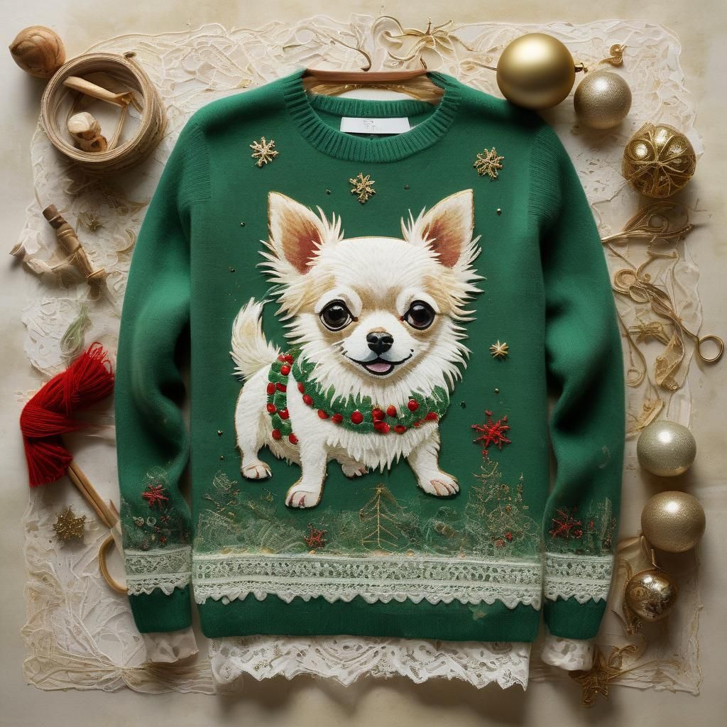 Vintage-Inspired Christmas Sweater with Intricate Embroidery