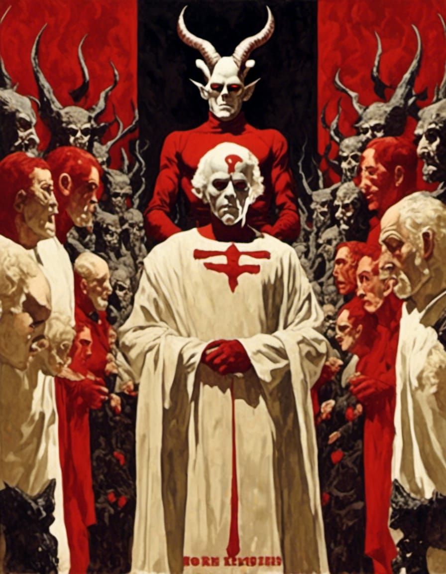 Hellish Demon in Vintage Horror Movie Poster Style