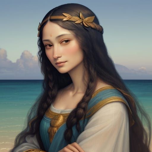 Mysterious Polynesian Princess in the Style of da Vinci's Mo...