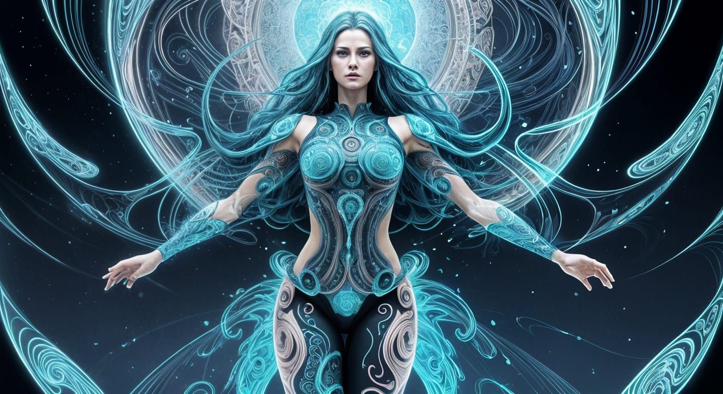 Matrix Goddess in Hyperrealistic Style