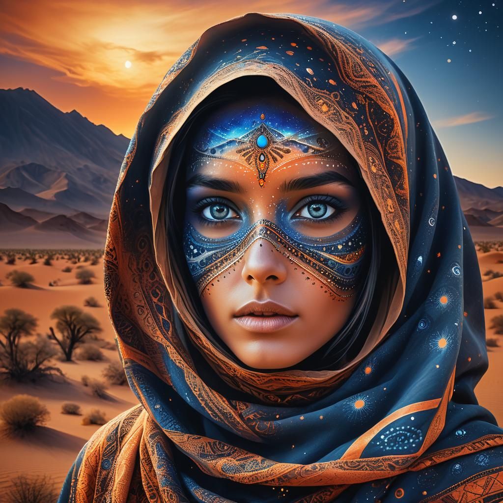 Geheimnisvolle Schönheit im nächtlichen Wüstenhimmel”