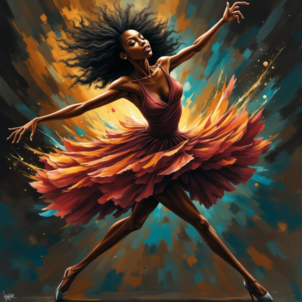 Dynamic Ballerina in Motion with Flowing Tutu