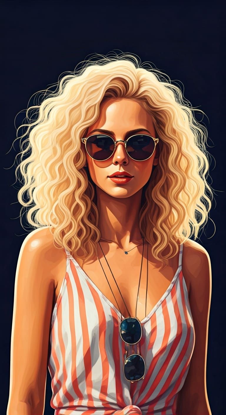Blonde Woman with Sunglasses, Painterly Style