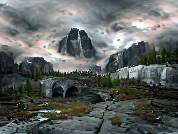 Bleak Falls Barrow Landscape Matte Painting