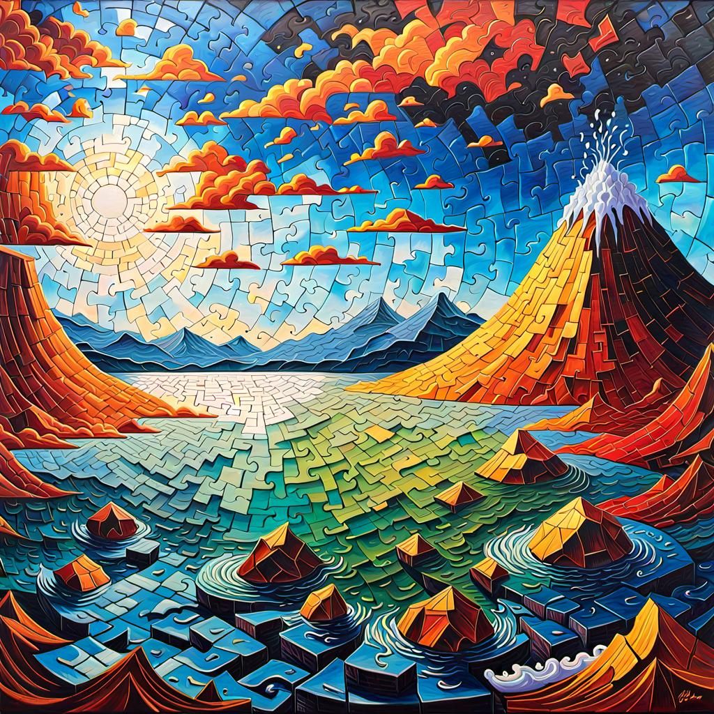 Underwater Atlantis Jigsaw Puzzle in Expressionist Style