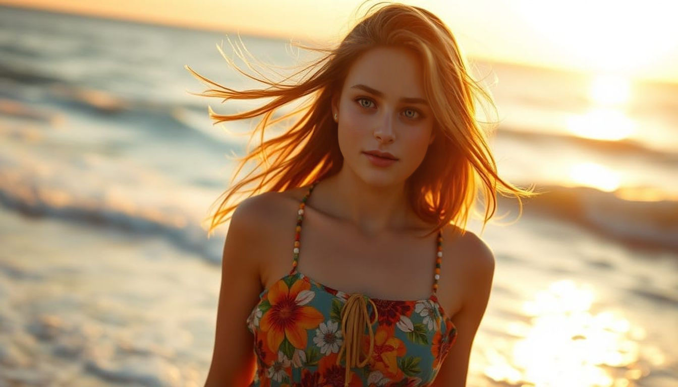 Vibrant Summer Sunset Walk Along the Ocean's Edge