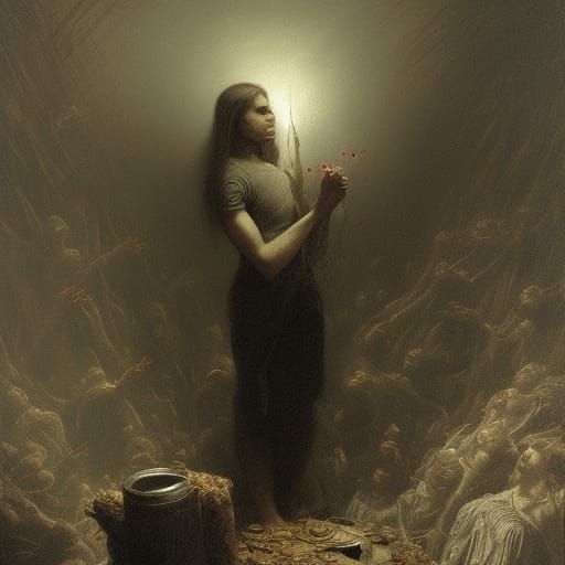 Oatmeal Can with Bleeding Heart in Horror Style