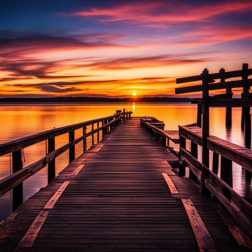 Sunset Fishing Pier Silhouette