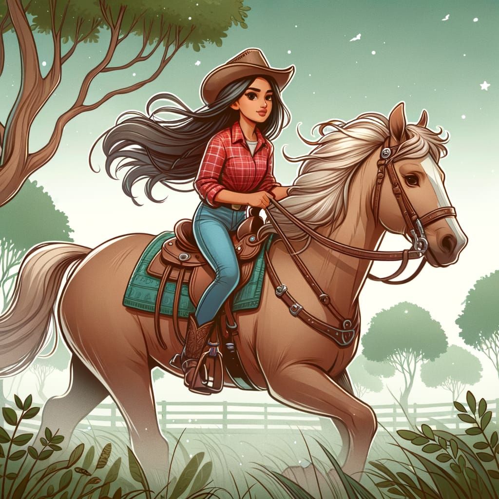 South Asian Cowgirl Rides into Serene Nature