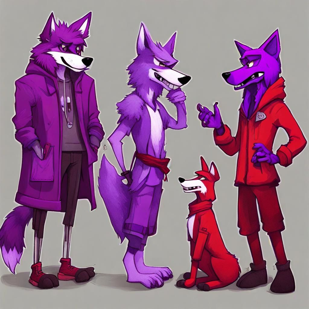 Recycled Art: Purple Wolves and Red Riding Hood