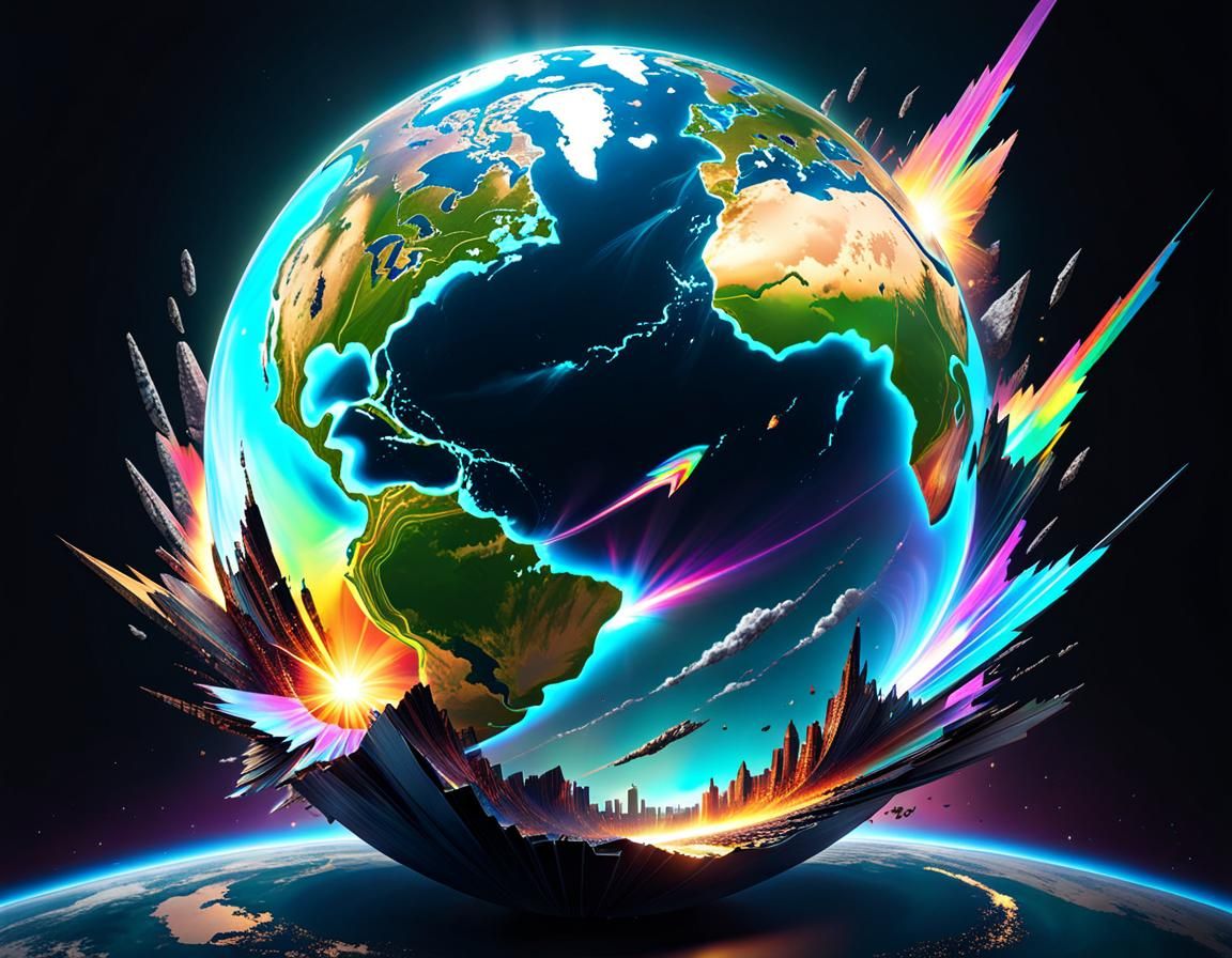 Earth-Shattering Holographic Illustration of Global Crisis