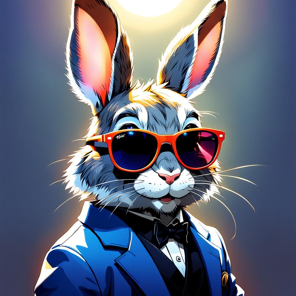 Br'er Rabbit with Sunglasses in Anime Style