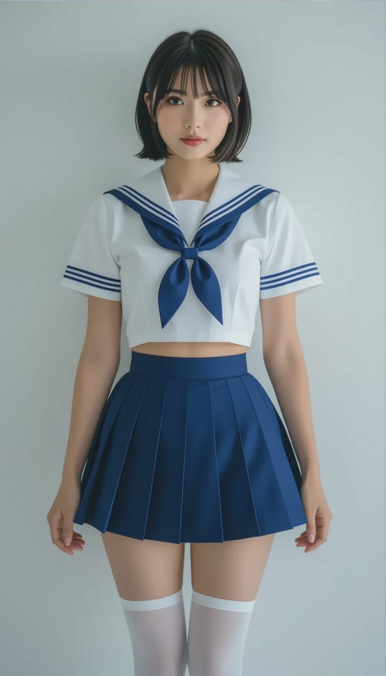 Thai Woman in Seifuku Uniform: Realistic Selfie