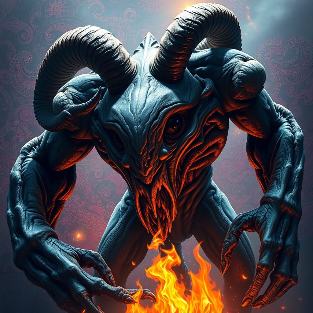 Ultra-realistic, ultra detailed of a  gargantuan, demonic cr...