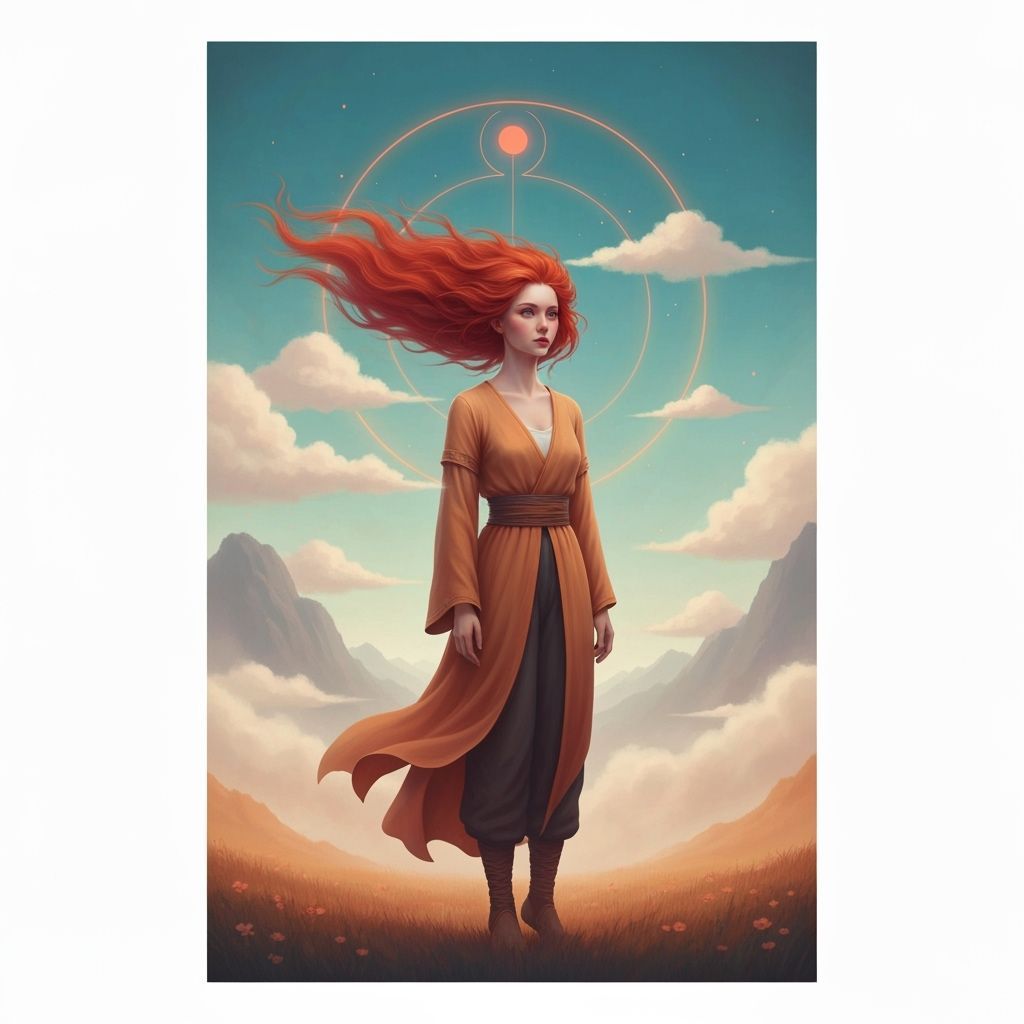 Contemplative Woman in Ethereal Landscape