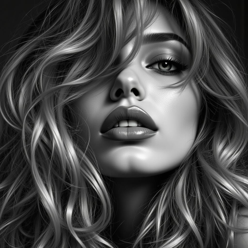 Monochrome Portrait of a Fashionable Woman