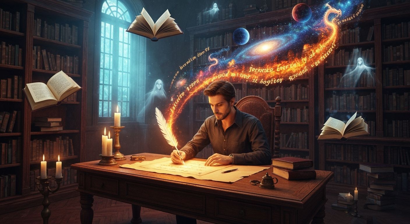 Mystical Writer Creates Living Stories in Candlelit Library