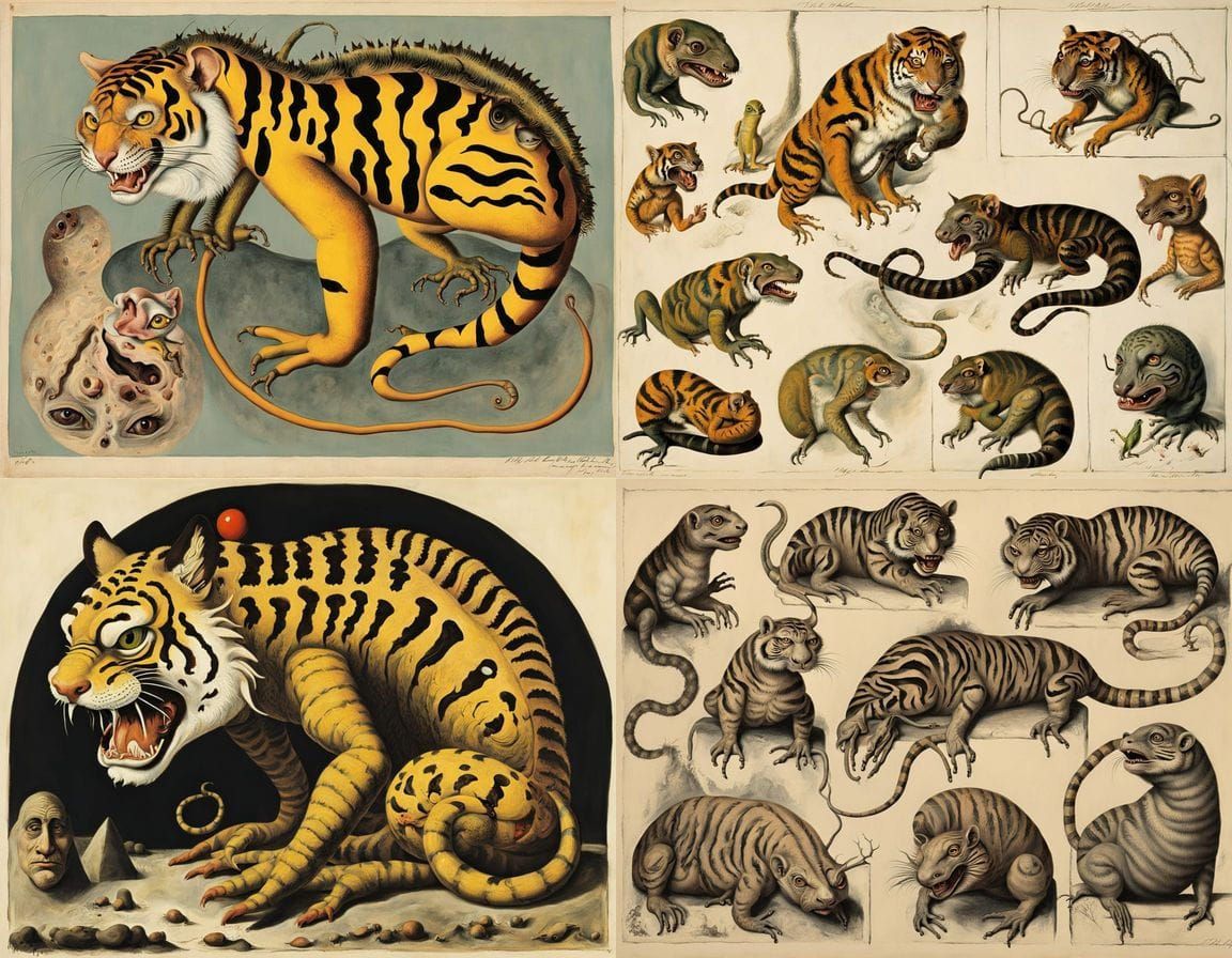 Distorted 1940s Animal Experiment in a Surrealist Aesthetic