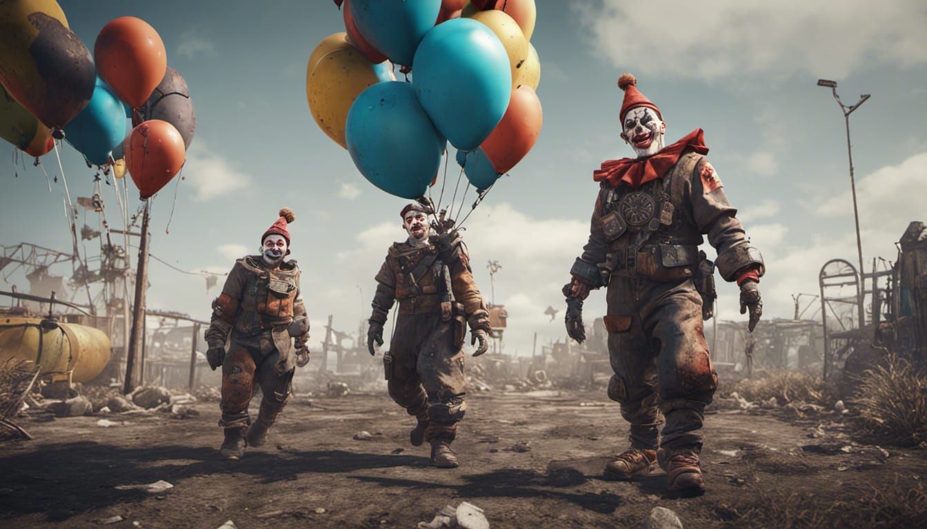 Post-Apocalyptic Clowns in a 3D Game Cinematic