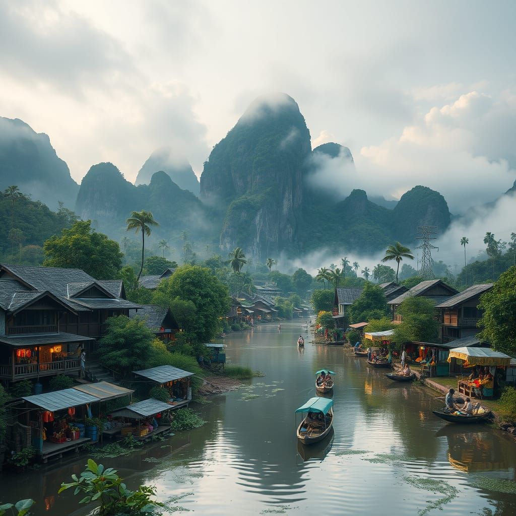 Idyllic Vietnamese Village Life Along the Serene River
