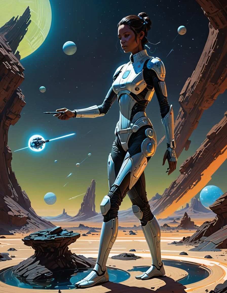 Avatar Painter on Bioluminescent Planet, Hyperrealistic Conc...