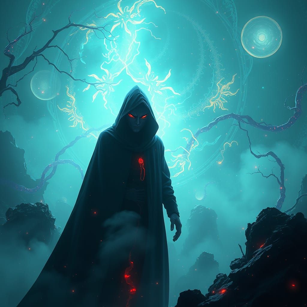 Mysterious LoRA Figure in Ethereal Fantasy Realm