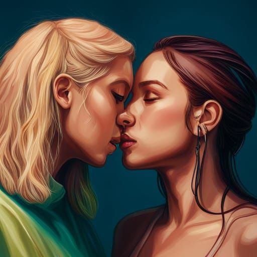 Hyperrealistic Kiss: Taylor Swift and Billie Eilish